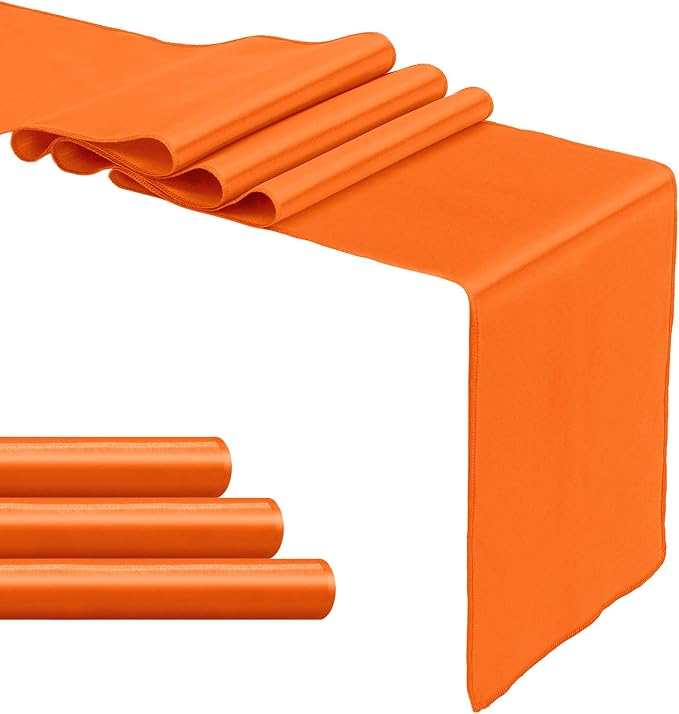4-Pack Orange Satin Table Runner 12 x 108 Inch Long Bright and Smooth Silk - Image 8