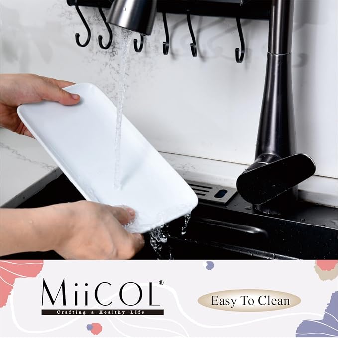 Miicol Small Platters Set of 6, Ceramic Rectangle Plates 9 Inch, Modern Sushi - Image 7