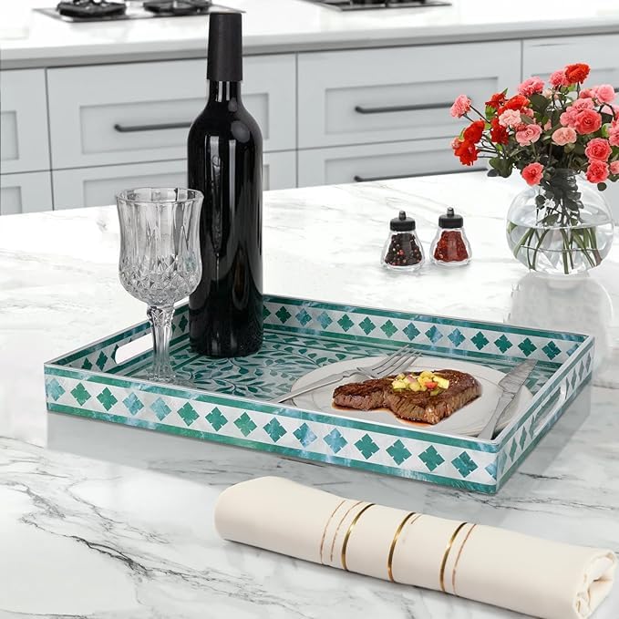 Green Serving Trays, Plastic Rectangular Serving Tray - Image 7