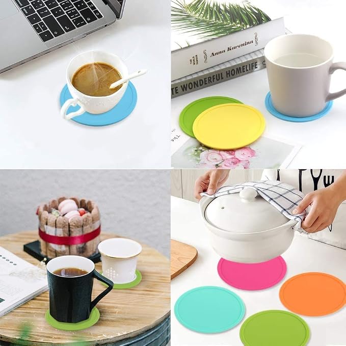 MIZORLIE 4" Non Slip Coasters, Mixed Color, Colorful Unique Slice Design - Image 6