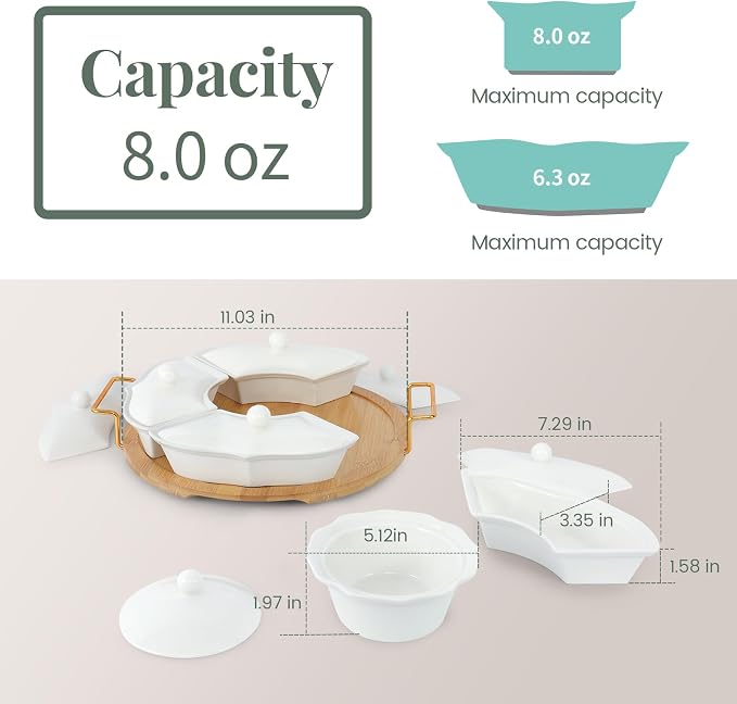 PLAPITATE Party Serving Trays and Platters, Ceramic Lazy Susan Serving Tray - Image 2