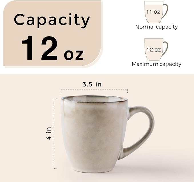 GBHOME Ceramic Coffee Mugs Set of 4, 12oz Stoneware Coffee Mugs Set - Image 2