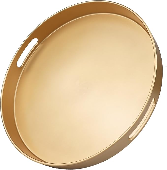Gold Round Decorative Tray by Omuriko