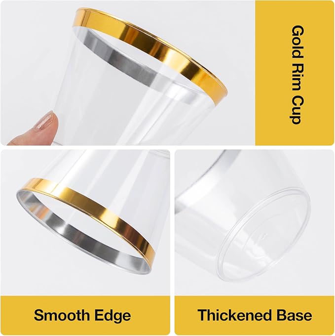 Goodluck 100PCS 9oz Gold Plastic Cups - Image 3
