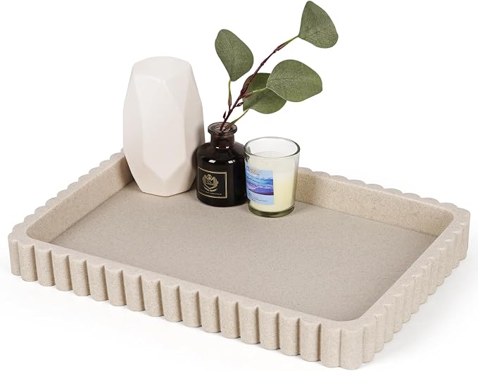 Rectangular Tray for Coffee Table Decor, Solid Concrete, Aesthetic Home Decor by Cathyeen