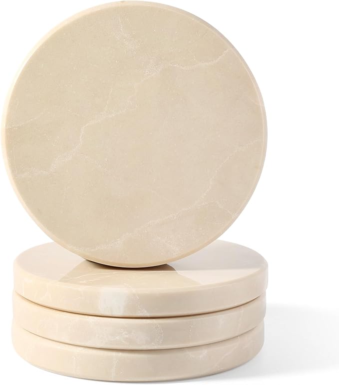Marble Coaster Set of 4, Round Coasters, Marble Coasters by Koville