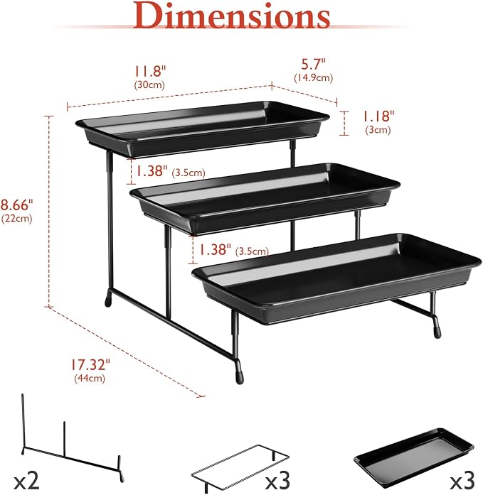 Bumusty 3-Tier Melamine Serving Tray Set, 11.5 x 5.6 in, Birthdays and Holidays - Image 2