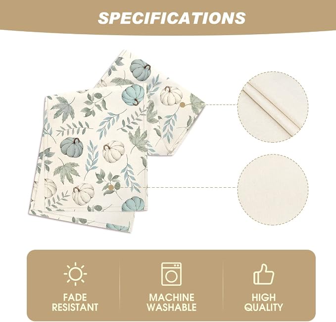 Artoid Mode 210 GSM Fall Table Runner 13x108 Inch Home Party Decor | Blue - Image 5