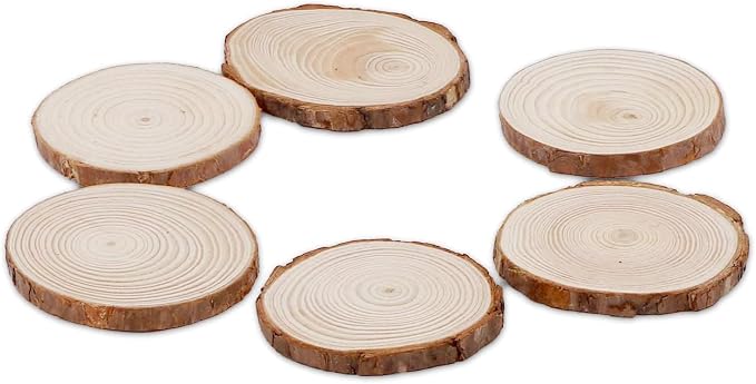 KINJOEK 50 PCS Natural Wood Slices 3.5-4 Inch - Image 4