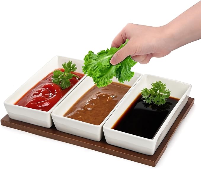 Elsjoy 3-Section Serving Tray, Wood Divided Serving Dish - Image 3