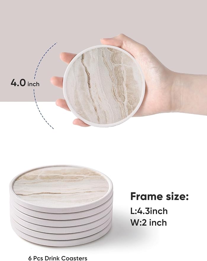 LIFVER Coasters for Coffee Table, Coasters for Drinks Absorbent, Drink Coasters - Image 2