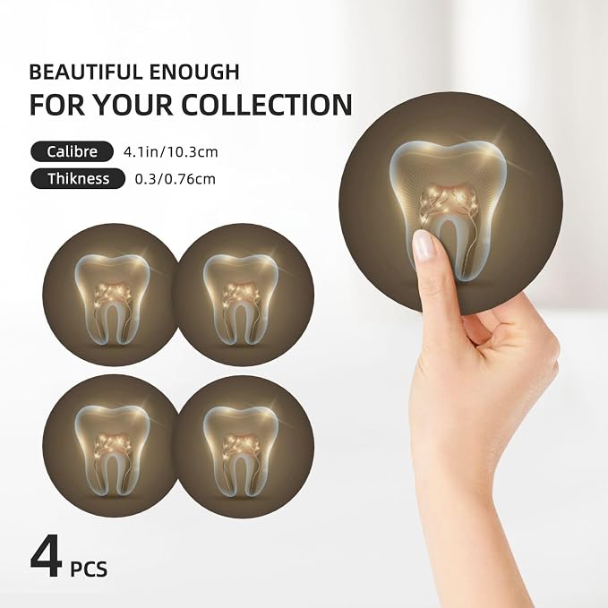 Tooth Dentistry Dental Coasters Set of 4, Absorbent Ceramic Drink Coasters Cup - Image 3