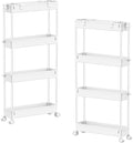 2-piece Set Slim Storage Cart 3 Tier, Bathroom Organizer Rolling Utility by Home