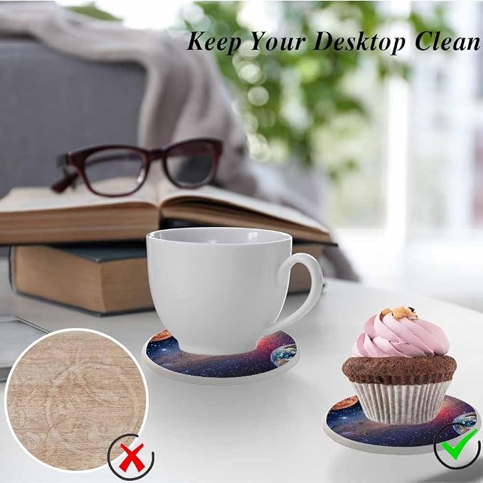 Space Planet Coasters for Drinks Absorbent Ceramic Drink Coaster for Coffee - Image 5