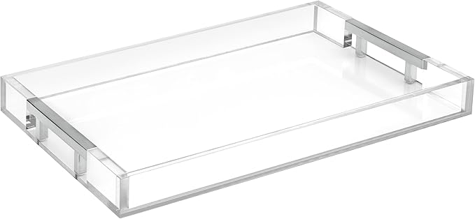Modern 16"x12" Rectangle Acrylic Lucite Plastic Decorative Serving Tray by HomeRedefined