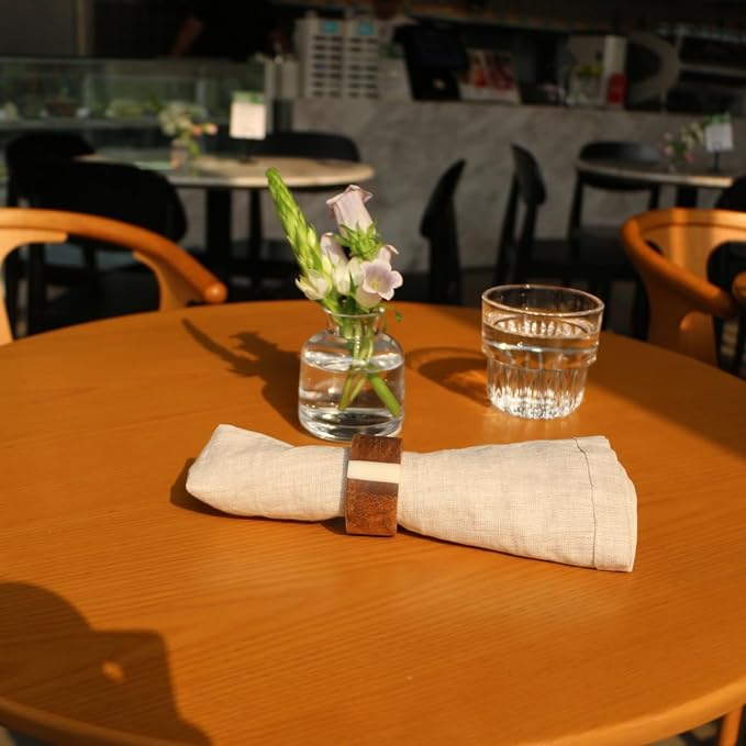 Wooden Napkin Rings Set of 8 for Dinning Table Decor - Image 3