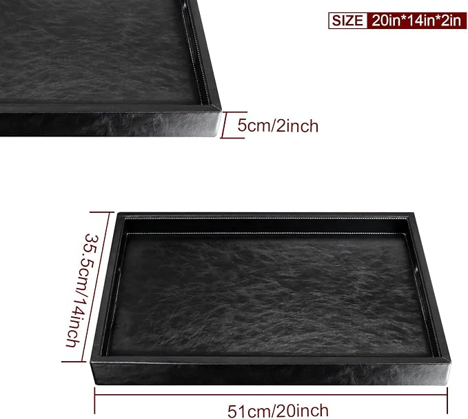 20 x 14 inches Leather Rectangle Serving Tray - Image 4