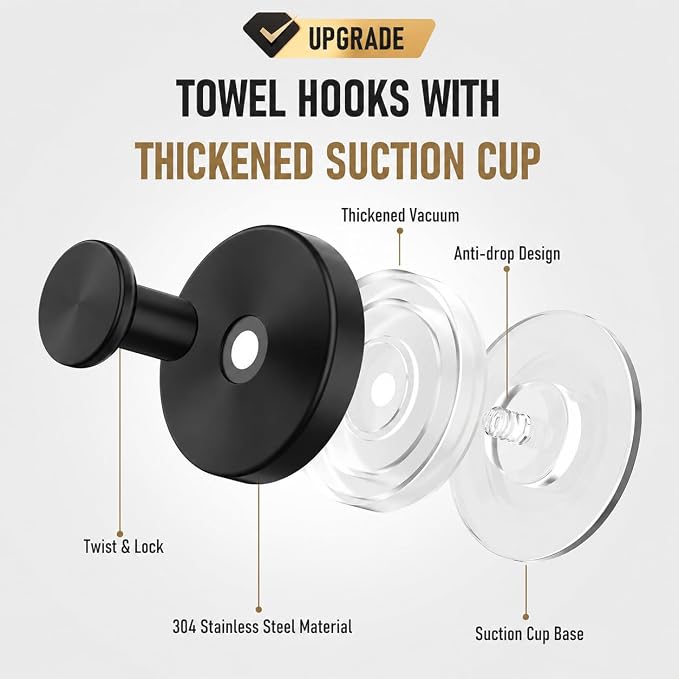 Suction Cup Hooks for Shower, Shower Hooks for Inside Shower, No Drill Bathroom - Image 6