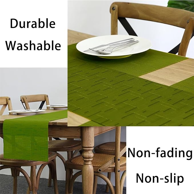PIGCHCY Placemats, Washable Durable Vinyl Woven Table Mats, Elegant Heat - Image 5