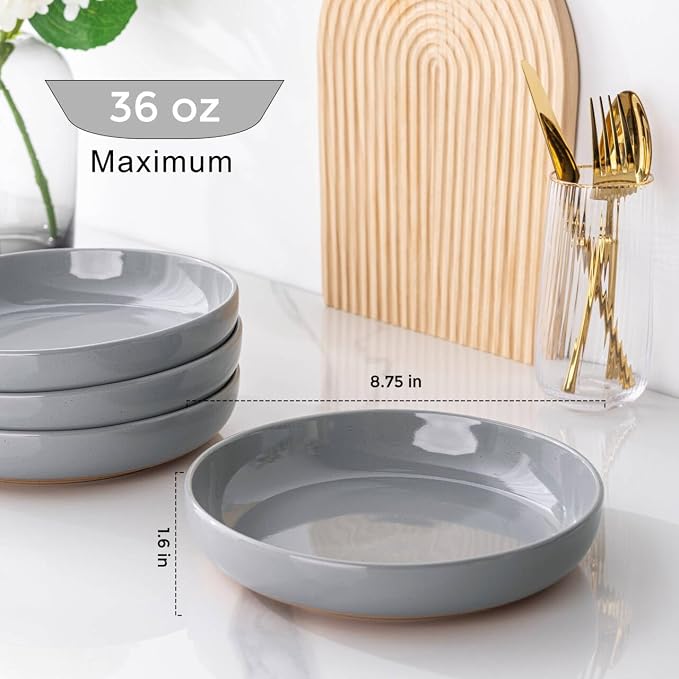 AmorArc 8.75'' Large Ceramic Pasta Bowls, 36oz Handpainted Stoneware Bowls Set - Image 2