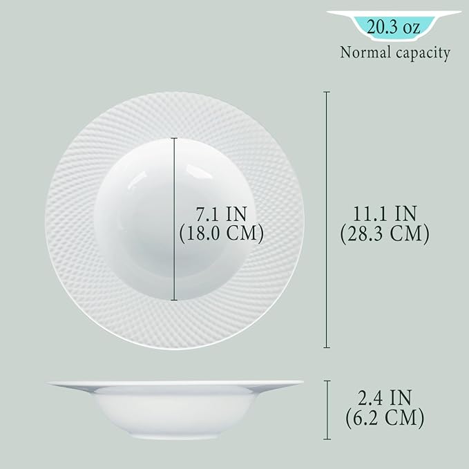 Ceramics Rimmed Soup Bowls 20.3 oz, Pasta plates - Image 2