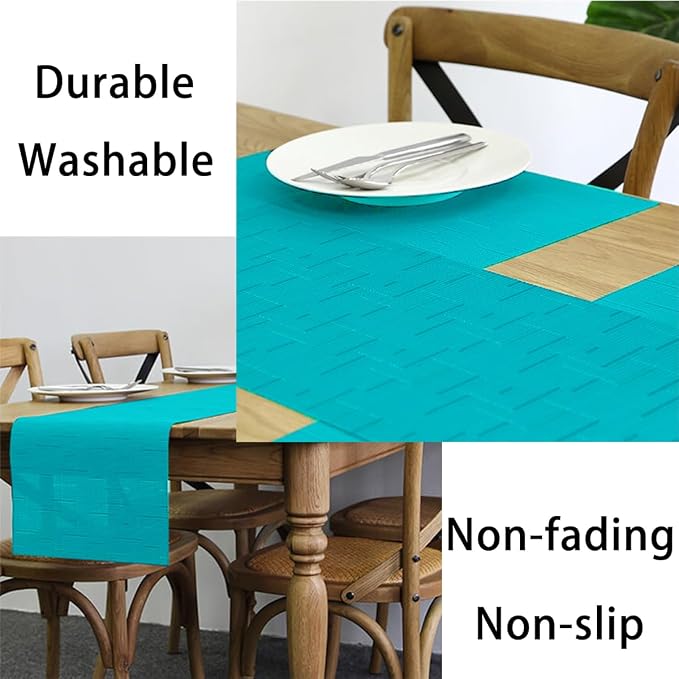 PIGCHCY Placemats, Washable Durable Vinyl Woven Table Mats, Elegant Heat - Image 5