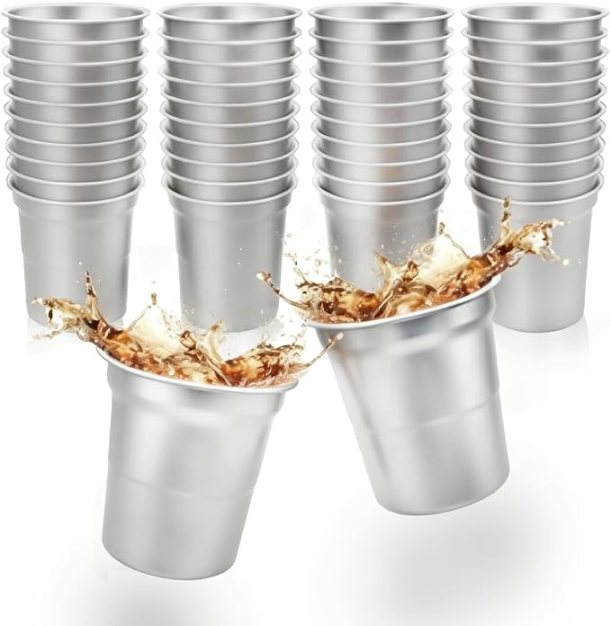 40 Pack 16oz Aluminum Cups Disposable Metal Cups 100% Recyclable & Reusable by Unknown