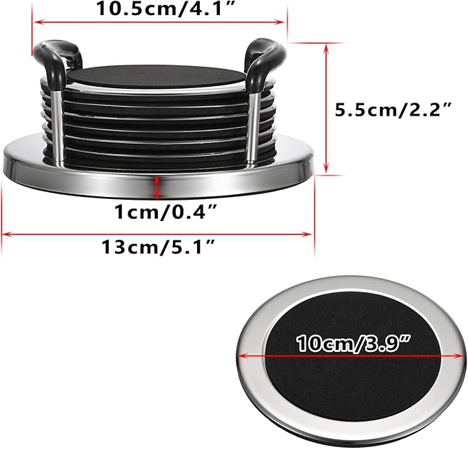 JUXYES Set of 6 Stainless Steel Metal Round Coaster - Image 3
