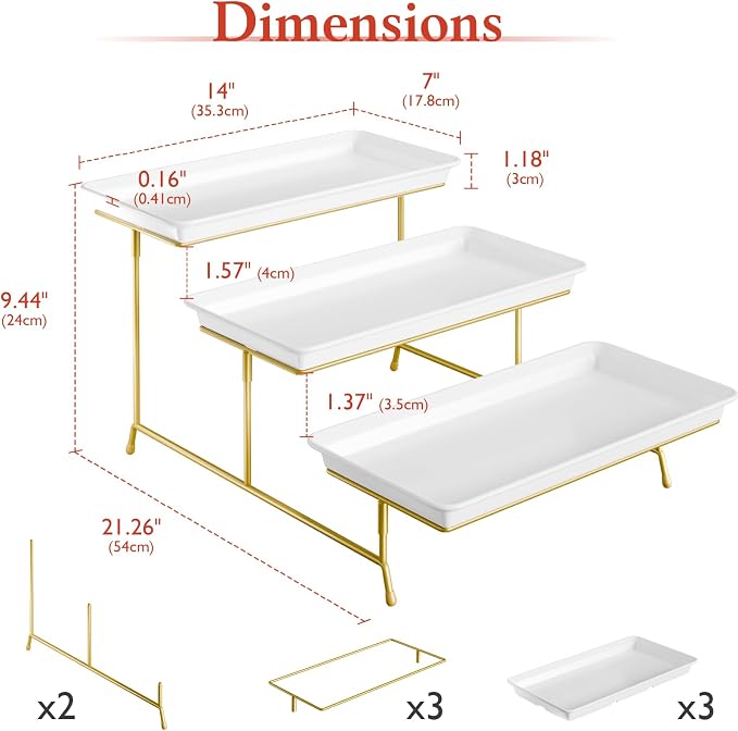 Bumusty 3-Tier Melamine Serving Tray Set, 14 x 7 in, Birthdays and Holidays - Image 2