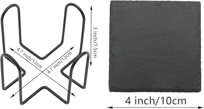 VIBRATITE 12 Pack 4 Inch Square Black Slate Drink Coasters - Image 2