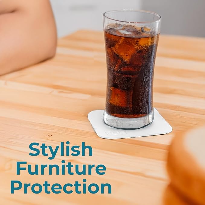 BLACK+DECKER Square Coasters Set of 4, Water-Resistant | Flexible Durable 4" - Image 4