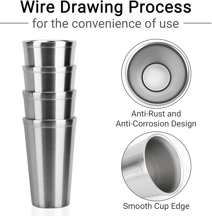 Beasea Stainless Steel Cups 16 oz, 12 Pack Large Stainless Steel Tumbler Bulk - Image 4