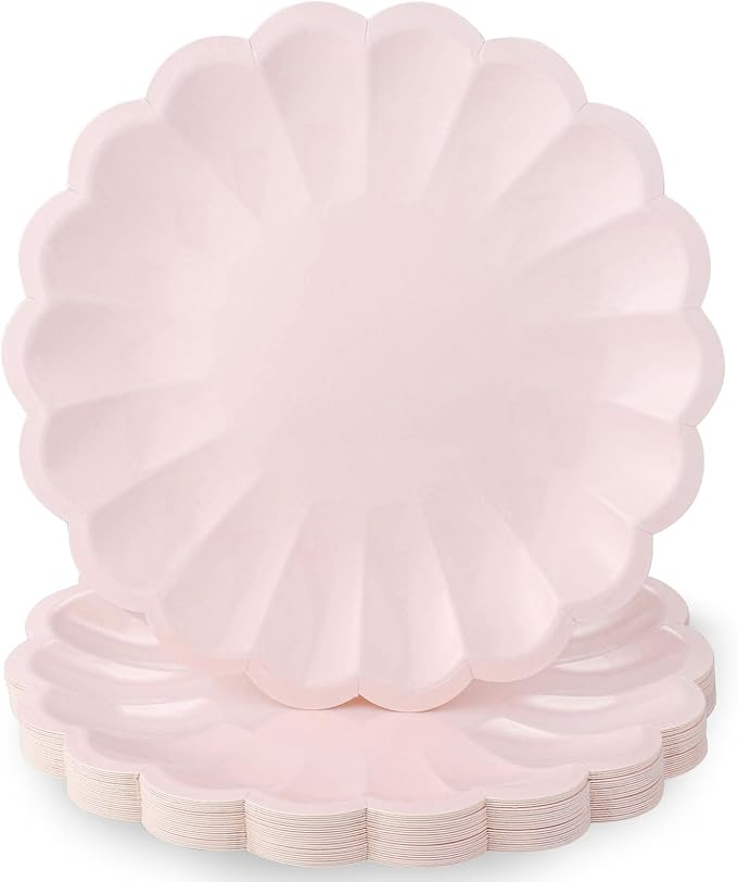 NatNarr 30 Pcs Pink Paper Plates 9.5 In Light Pink Plates Disposable | Heavy by NatNarr