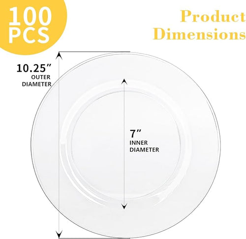 100PCS Clear Plastic Plates Disposable, 10.25" Heavy Duty Dinner Plates | - Image 2