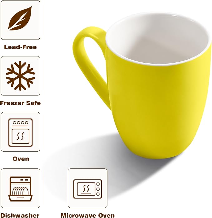 Urbanstrive 16 oz Large Coffee Mugs Set of 6 Ceramic Coffee Mug White Coffee - Image 3