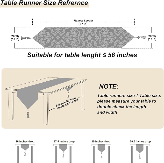 Table Runners 72" Jacquard Classic Floral Beige Vintage Chenille - Image 2