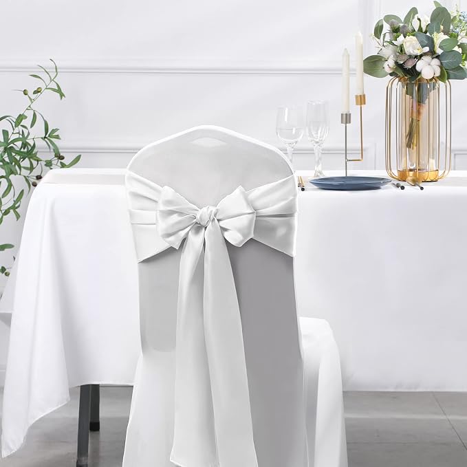 SiinvdaBZX 12 Pcs White Satin Table Runner 12 x 108 inches Long | Bright Smooth - Image 7