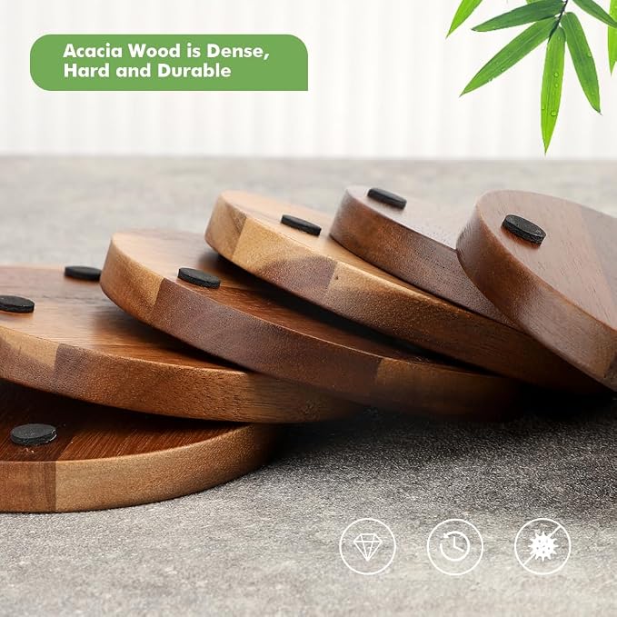 WLWNWFT Wood Cork Coasters for Drinks Absorbent - Image 2