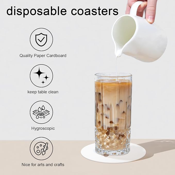 Disposable Paper Bar Coasters 400 Pcs White 4 Inch Coasters - Image 6
