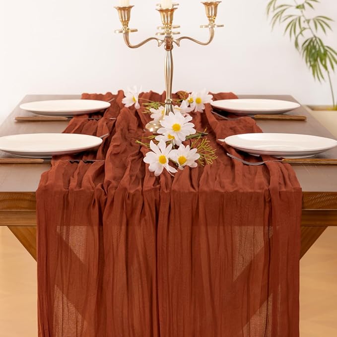 Cheesecloth Table Runner Fall Boho Wedding Birthday Party Home Decor | - Image 5