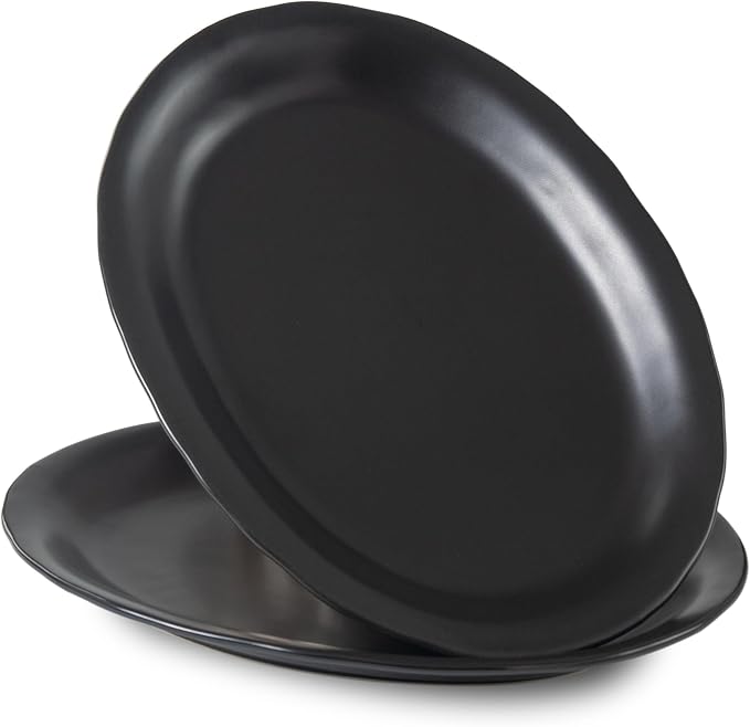 Black Ceramic Plates, 13.7" Serving Platter, Oval Dinner Plates, Serving Dish by Magclay