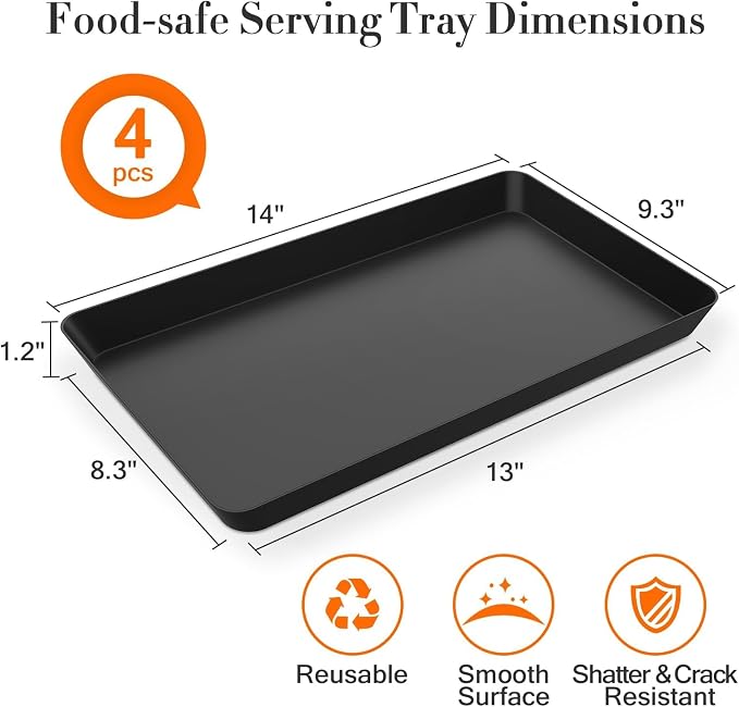 WOWBOX 4 pcs Serving Tray for Entertaining, Serving Platters for Snacks - Image 2
