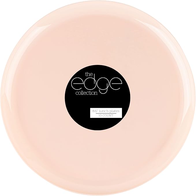 Pink Plastic Party Plates Edge Collection Premium heavyweight Elegant by PLASTICPRO
