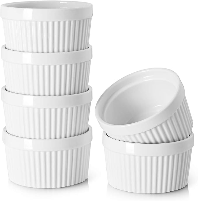 DOWAN Ramekins 12 oz Oven Safe, Creme Brulee Ramekin Souffle Dishes by DOWAN