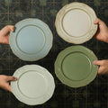 salad plates set of 4, 10.5 inch Reactive Glaze Stoneware Dinner Dish Set by Unknown