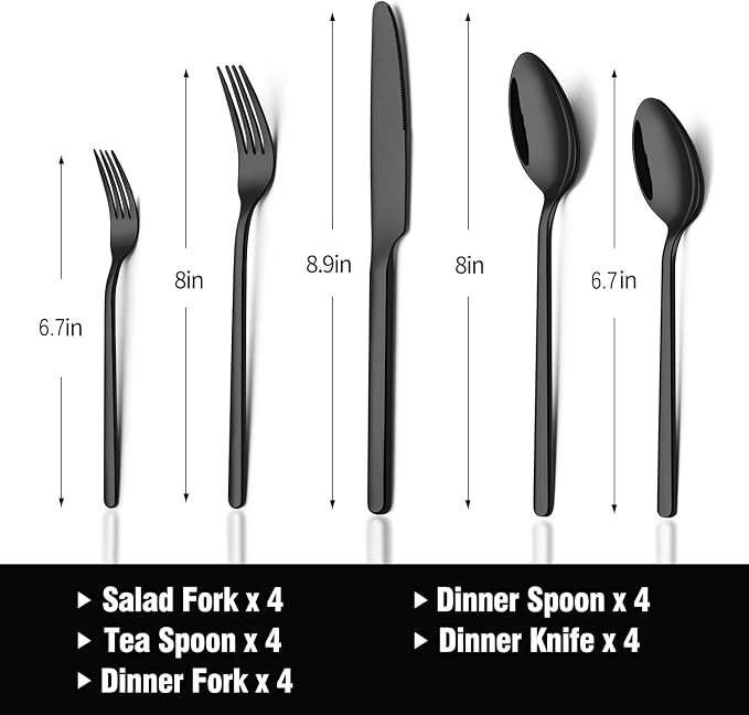 Black Silverware Set, 20-Piece Flatware Set - Image 3