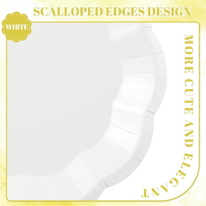 NatNarr 30 Pcs White Paper Plates, 9 Inch Scalloped Paper Plates Disposable - Image 3