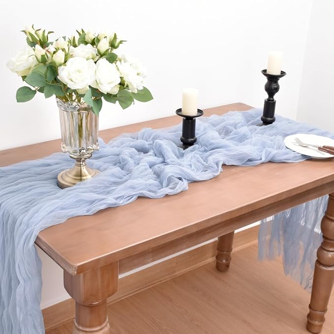 Blue Cheesecloth Table Runner Cheese Cloth Wedding Birthday Party Decor | 10Ft - Image 5