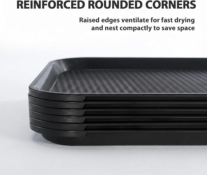 6 Pack Plastic Serving Trays, 12x16 Inch Cafeteria Trays, NSF Certified PP Fast - Image 5