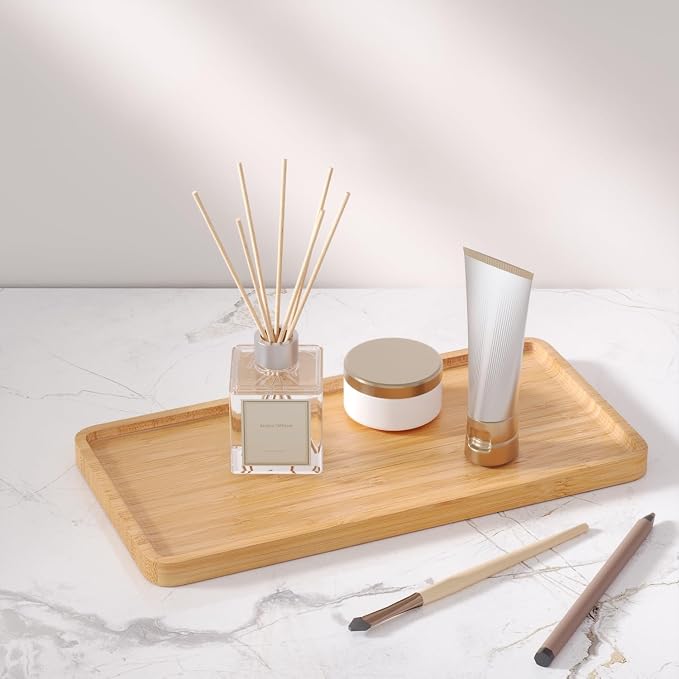 VERTORGAN Bamboo Serving Tray, 11.8x5.9 Inch Trays, Home Decor | Coffee Table - Image 2